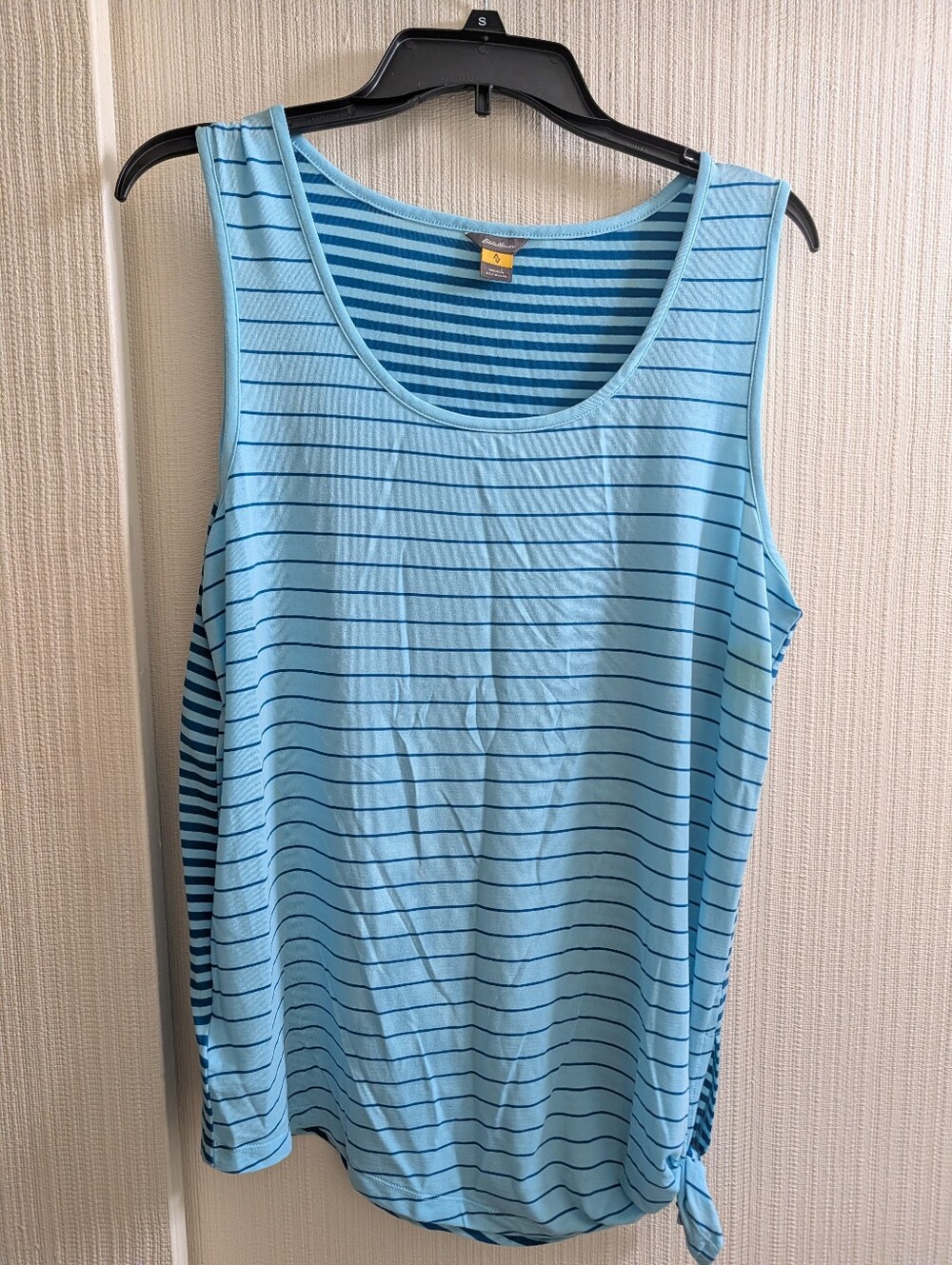 Eddie Bauer Poly Turquoise Striped Tank Size L